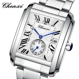 Chenxi 8216 Men's Rectangle Steel Band Watch – Quartz Movement, Calendar, Waterp - Picture 1 of 19