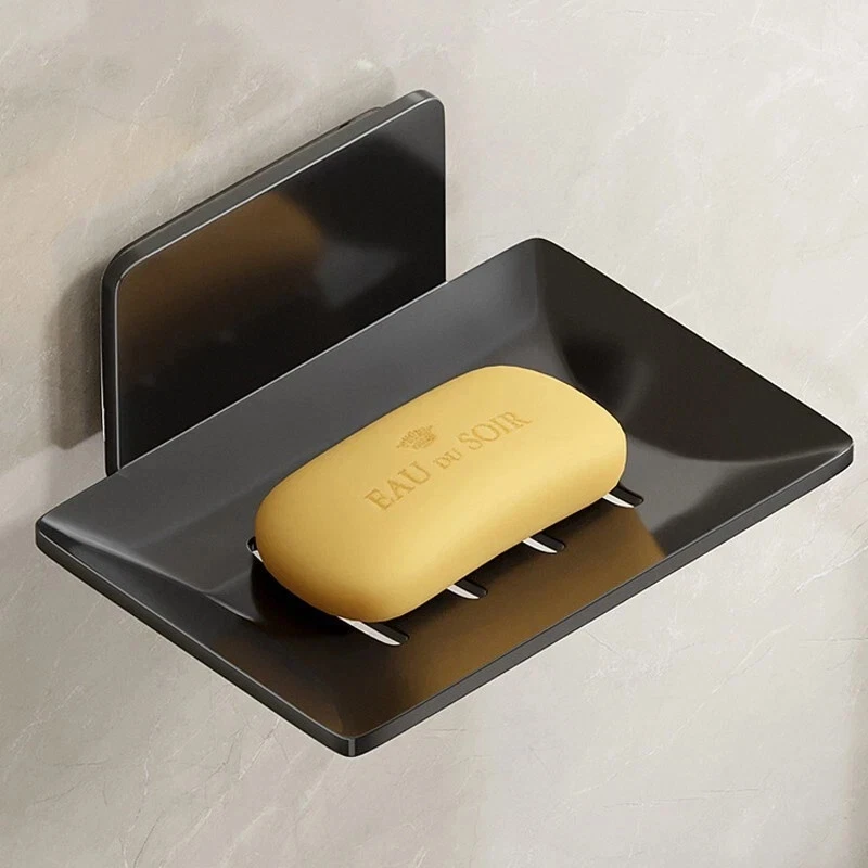 Essentra Home Matte Black Soap Dish – Self-Draining Rectangular Design With Rubber Feet - View #9