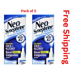 2 Neo-Synephrine REGULAR strength Nasal Congestion Non Drowsy 1/2 oz - Picture 1 of 6