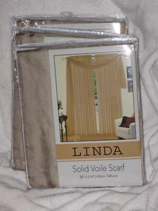 (1) Sally Textiles Linda Solid Voile Window Scarf Taupe 55" x 219" NIP - Picture 1 of 5