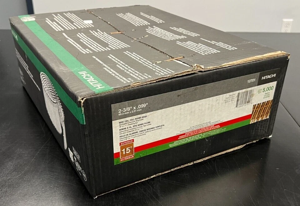 HITACHI 12701  2-3/8" X .099 Wire Coil Nail, Ring/HDG, Diamond  Pt., 5M/Case - Image 1 of 1