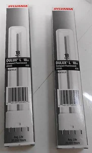 Sylvania 20595 FT18DL/830/RS/ECO Compact Fluorescent Bulb 18W (Lot of 2) - Picture 1 of 4