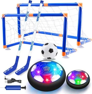 Air Power Fußball 3-in-1 wiederaufladbares Hoverball-Hockey-Set mit 2 Toren NEU - Bild 1 von 4