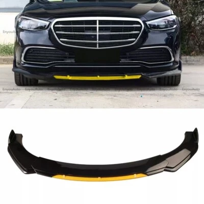 For Mercedes-Benz S450 S500 Front Bumper Lip Spoiler Splitter Gloss Black Yellow - Изображение 1 из 4