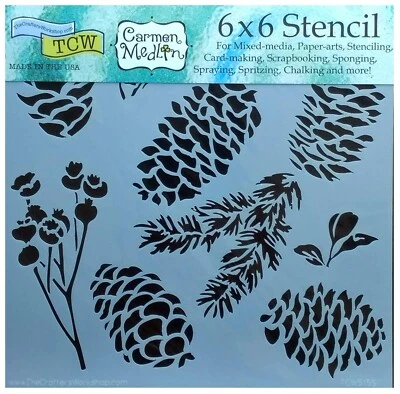 Plantilla de cono de pino rústico árbol naturaleza exterior otoño plantilla 6x6 taller de artesanos Foto 1 de 4