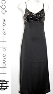 Beautiful House of Harlow 1960 size S Black sequin midi Slip Dress New W Tags - Picture 1 of 6