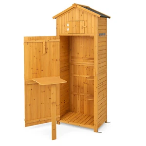 Garden Storage Shed Outdoor Lockable Storage Cabinet Tool Organizer w/ Shelves - Picture 1 of 8