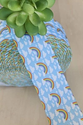 Fita de gorgorão arco-íris 7/8 e 1,5 pol. (1 YD) para presente chá de bebê - Imagem 1 de 2