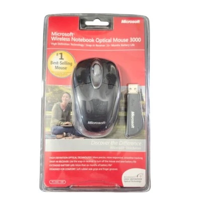 Microsoft Wireless Notebook Optical Mouse 3000 Model 1056 1051 PC Windows & Mac - Image 1 of 4