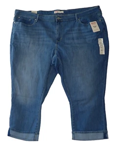 Signature by Levi Strauss Blue denim mid rise cuffed Capri Women's size 24 NWT - Picture 1 of 10