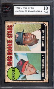 1968 TOPPS OPC O PEE CHEE 56 DAVE MAY LEONHARD RC KSA GEM 10 MINT ORIOLES CARD