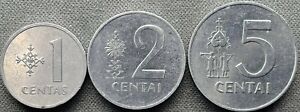 Lithuania 1 centas 1991 & Lithuania 2 - 5 centai 1991