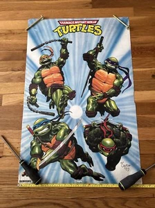 TEENAGE MUTANT NINJA TURTLES GENUINE AUTHENTIC VINTAGE VEITCH 89 POSTER - Picture 1 of 16