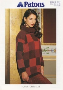 5217 Ladies Patchwork Tunic Knitting Pattern In Super Chenille Size 32 - 38" - Picture 1 of 3