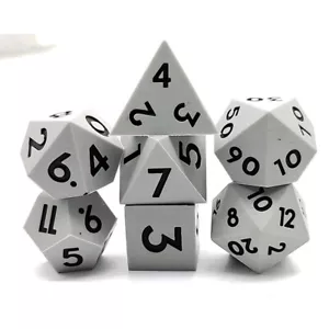 Silicone DND Dice Set Grey Edge Polyhedral 7PCS RPG Dungeons Dragons - Picture 1 of 1