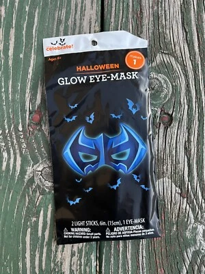 WAY TO CELEBRATE Halloween Blue Bat Glow Eye-Mask Party Mask 10.5” X 5.5” - Image 1 of 4
