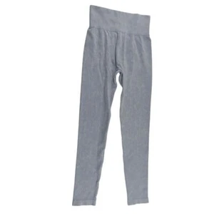 Leggings Aura vita alta a costine morbidi elasticizzati pantaloni yoga grigio chiaro taglia M/L - Foto 1 di 7
