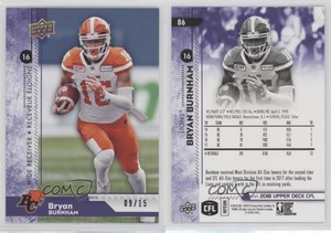 2018 Upper Deck CFL Purple /15 Bryan Burnham #86