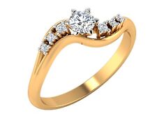 14k Solid Yellow Gold 0.32 Carats Solitaire Diamond Engagement Ring