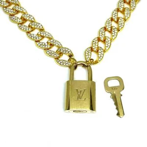 Louis Vuitton Padlock with Rhinestone 'Hip Hop' Necklace - Picture 1 of 5