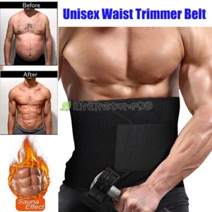 Unisex Waist Trimmer Belt Sweat Band Wrap Weight Loss Body Tummy Stomach Shaper - Picture 1 of 22