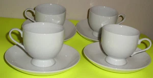  4 MIKASA CLASSIC FLAIR WHITE CUPS & SAUCERS  - Picture 1 of 5