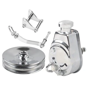 For SBC Chevy Saginaw Style Power Steering Pump & Double Groove Pulley & Bracket - Picture 1 of 12