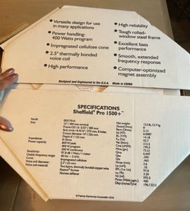 Peavey Sheffield Pro 15” Speaker 8 ohm 1500 800W Peak 400W NOS - Picture 1 of 4