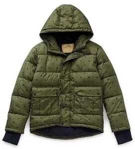 THEREABOUTS Kids Unisex L 14-16 Green Black Polka Dot Hooded Puffer Jacket NWT - Picture 1 of 6