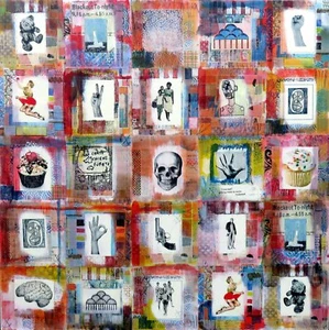 NEW SIMON KIRK ORIGINAL "Replay" acrylic contemporary collage ABSTRACT PAINTING - Picture 1 of 1