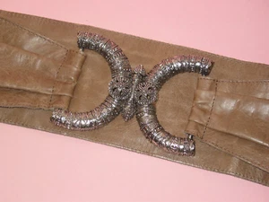 ORCIANI ~ Attractive Light Brown Sash Belt ~ Detailed Silver Tone Buckle ~ 35" - Picture 1 of 4