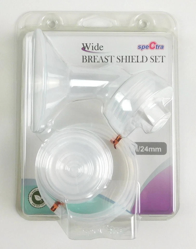 Spectra Breast Feeding Lot Wide Breast Shield Set M/24mm Storage Bottles & Bags