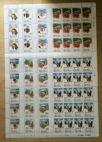 FULL SHEETS Grenadines 1993 1504-11 - Dogs - Set of Sheets - MNH Cover