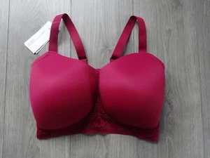 M&S BODY SOFT DARK RASPBERRY POST SURGERY NON WIRED FULL CUP BRA UK SIZE 36GG - Picture 1 of 5