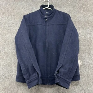 VINTAGE Abercrombie Jacket Mens M Blue Navy Bomber Wool Blend Quilted Lined 90s - Picture 1 of 14