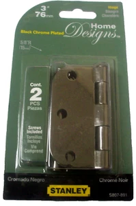6 Piece Stanley Black Chrome Plated 5/8" Corners 3 in. Door Hinges S807-891 - Picture 1 of 1