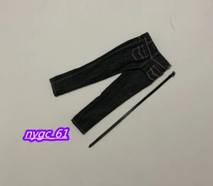 Pantalones de mezclilla ajustados negros 1/6 para hombre pantalones y cinturón para figura de acción masculina de 12"" cuerpo - Imagen 1 de 10