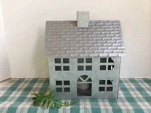 VERZINKTE METALL BLECH SCHEUNE LANDHAUS CHIC TISCHPLATTE DEKOR batteriebetrieben NEU - Bild 1 von 6