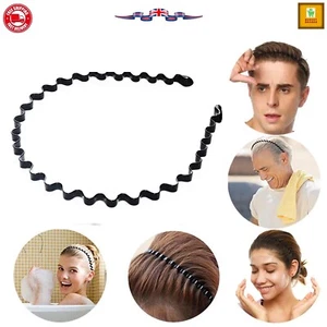 BLACK METAL SPORTS HAIRBAND HEADBAND Wave Alice Style Unisex Men Women Stylish - Picture 1 of 13