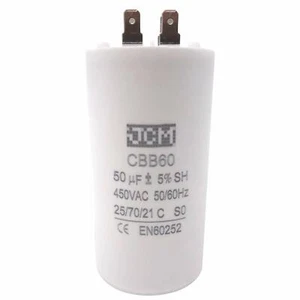 50UF 450VAC Motor Run Capacitor 450V AC CBB60 50 UF Round White 50/60HZ Cap - Picture 1 of 2