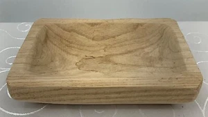 Wooden Rectangular Serving Dough Bowl Tray Natural Wood Finish 7.5" X 5.5" - Picture 1 of 6