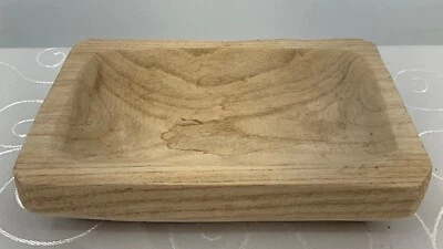 Wooden Rectangular Serving Dough Bowl Tray Natural Wood Finish 7.5" X 5.5" - Image 1 of 4