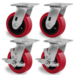 5 Inch Polyurethane Tread Caster Wheels   Heavy Duty,Capacity 800-3200LB - Picture 1 of 63
