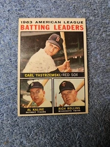 1964 Topps Baseball Carl Yastrzemski / Al Kaline / Rich Rollins #8 Kaugummifleck - Bild 1 von 6