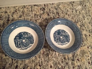 Carrier & Ives Dessert/Fruit Bowls Set Of 2 - Picture 1 of 6