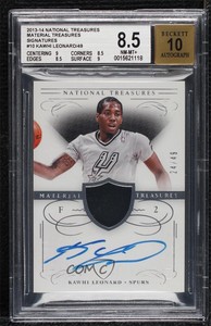 2013-14 National Treasures Material Signatures /49 Kawhi Leonard BGS 8.5 Auto