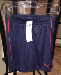 NWT Boys Puma Athletic Elastic Waist Shorts Navy Blue and Red Size 4 Kids  - Picture 1 of 6