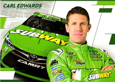 2016 CARL EDWARDS "SUBWAY" #19 NASCAR SPRINT CUP POSTCARD Cover