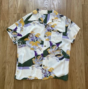 Vtg Hawaiian Kimono Aloha Shirt Japanese Pherrow’s Mahi Mahi Rider Camp Collar M - Picture 1 of 13