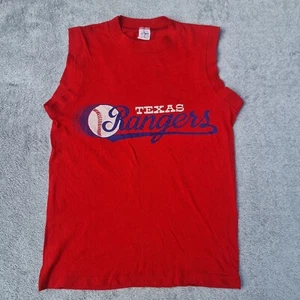 Texas Rangers Single Stitch Graphic Print Red Tank Top Vest Baseball MLB 80s VTG - Picture 1 of 8